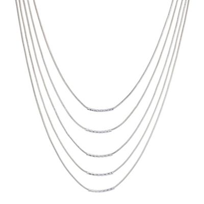 Silver multi row tube necklace